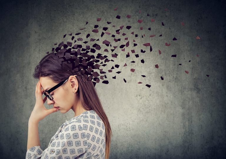 Conceptual image of a woman experiencing memory and focus challenges, symbolizing the need for ADHD testing in Greenwood Village, CO, ADHD testing Denver, and an ADHD test for women.
