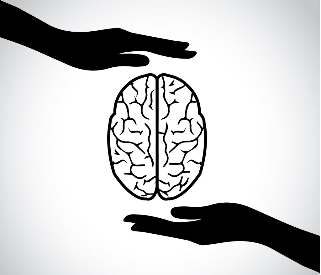 Simple graphic of hands gently protecting a brain, symbolizing compassionate assessment and care. Ideal for pages about autism evaluation Denver, adult autism diagnosis Denver, and autism testing in Greenwood Village, CO with support from an autism therapist in Greenwood Village, CO.