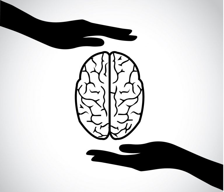 Simple graphic of hands gently protecting a brain, symbolizing compassionate assessment and care. Ideal for pages about autism evaluation Denver, adult autism diagnosis Denver, and autism testing in Greenwood Village, CO with support from an autism therapist in Greenwood Village, CO.
