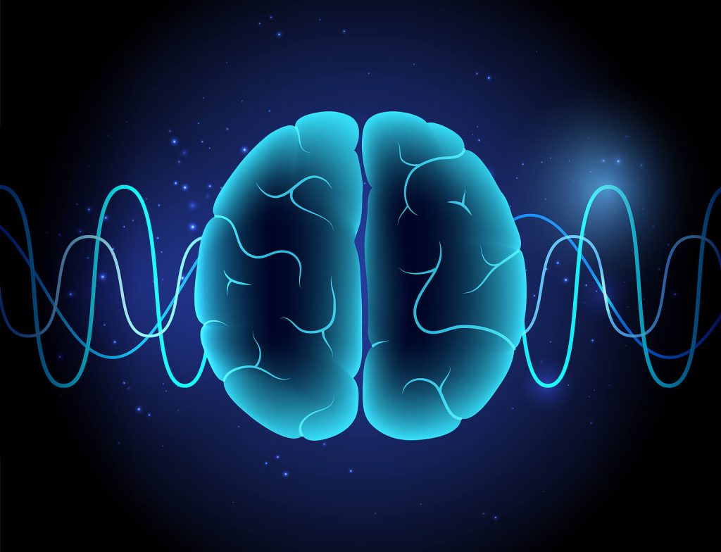 Digital illustration of a brain with rhythmic waves, representing neurofeedback therapy Denver for focus and regulation. Great for people searching neurofeedback near me, considering neurofeedback therapy in Littleton, CO, or pairing it with adhd therapy in Greenwood Village, CO.