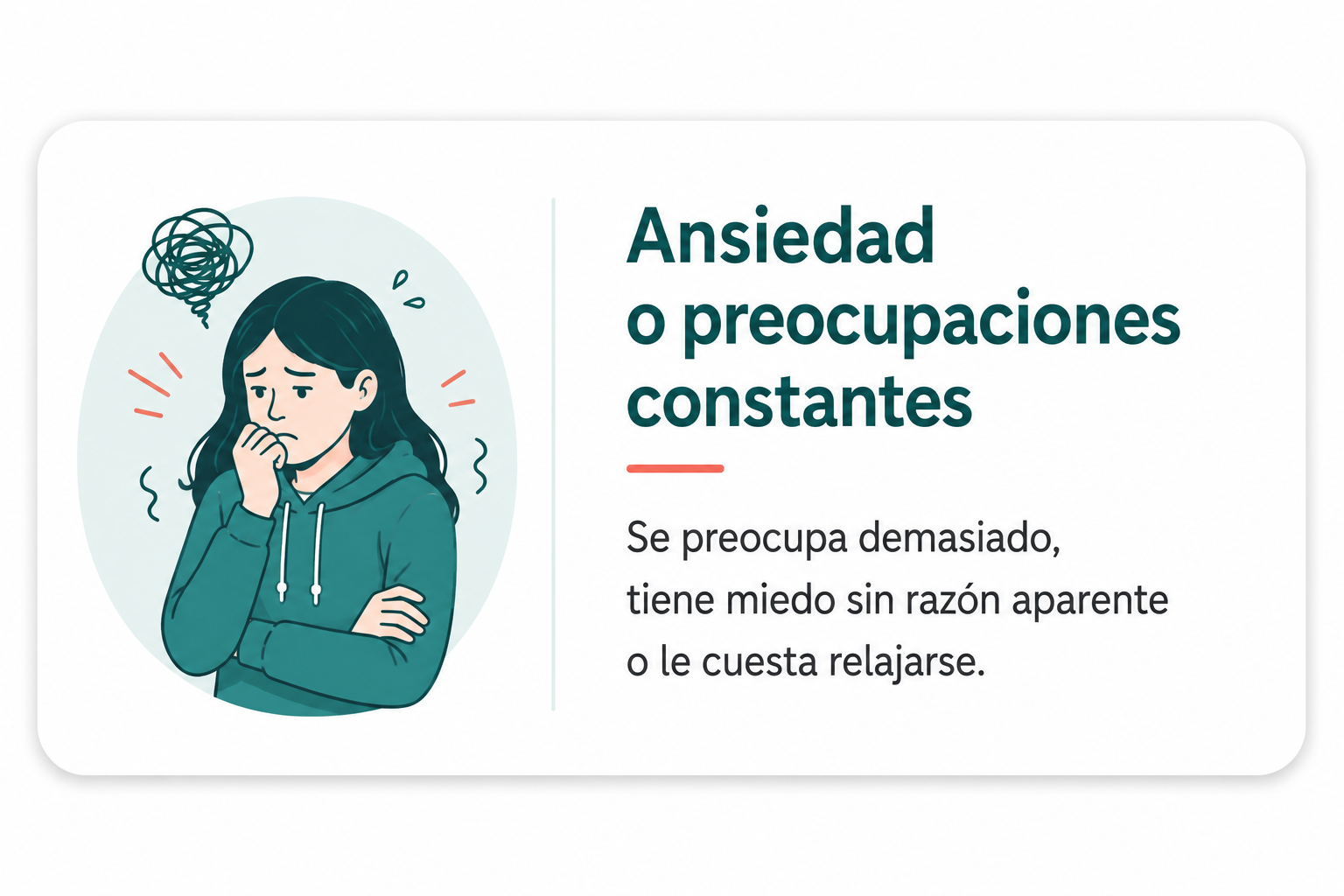 Ilustración sobre ansiedad y preocupaciones constantes en adolescentes para counseling en español en Denver y Englewood.