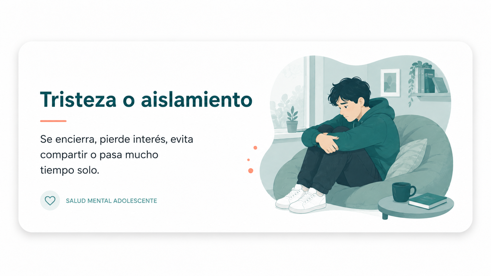 Ilustración sobre tristeza y aislamiento en adolescentes para counseling en español en Denver y Englewood.